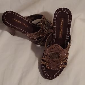 Chinese Laundry Global Shimmer wood heel